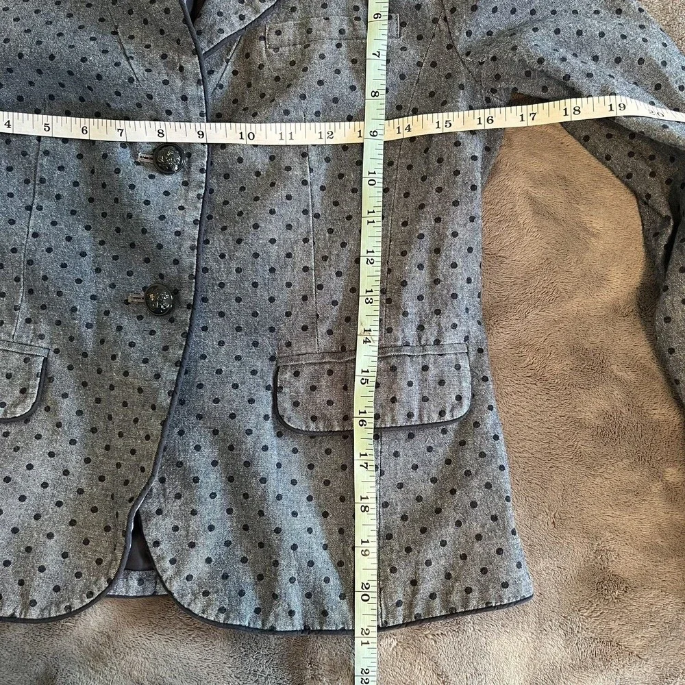 GAP Academy Blazer Jacket Size 0 Blue Polka Dot Chambray Casual Preppy Boho - Picture 13 of 14